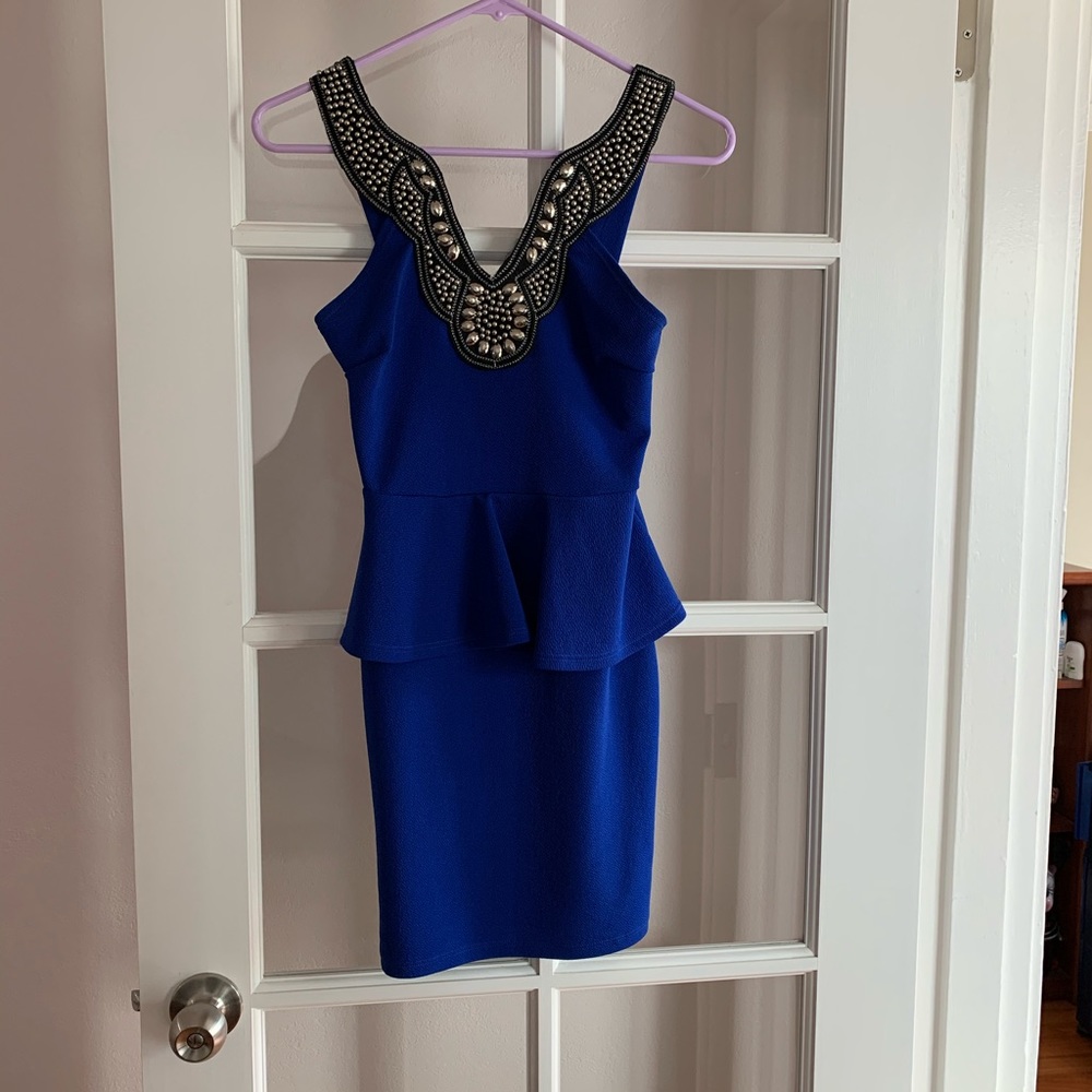Blue peplum dress